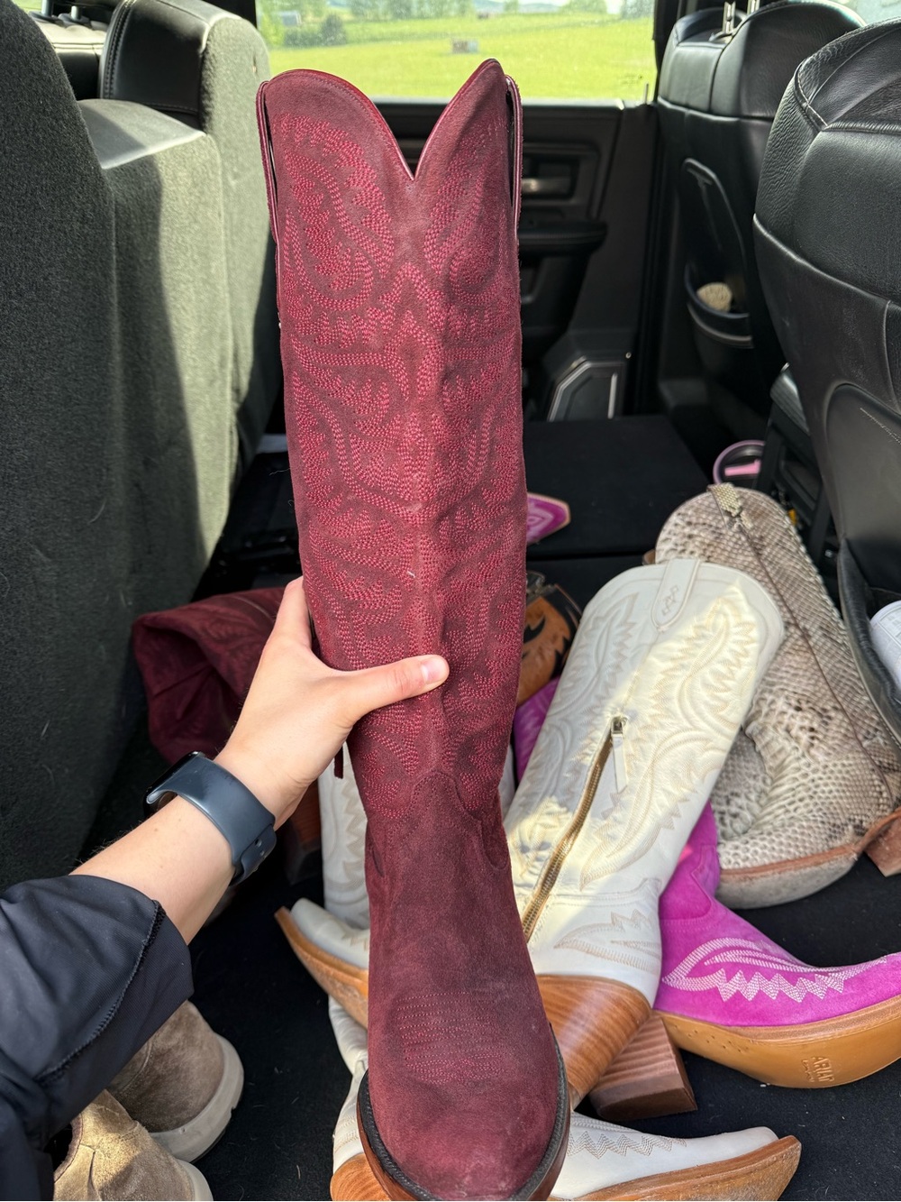 Ariat BLACK CHERRY Suede Tall Western Boots